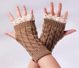 Whole Selling Women Fingerless Lace Gloves Soft Knitted Warm Long Mitten Wrist Warmer Winter Gift6868154