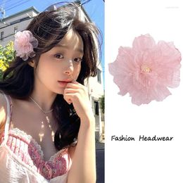 Hair Clips Fashion Stick Holiday Style Pink Flowers Clip Side Accessories Hairpin For Women Hairwear Jewellery T011