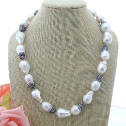 Necklaces 20'' 20MM Freshwater White Keshi Pearl Necklace