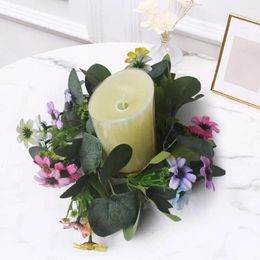 Candle Holders Wreath Ring Decoration Eucalyptus Set Artificial Greenery Garland For Home Wedding Party Table
