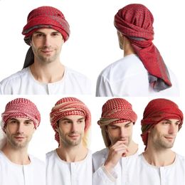 Muslim Men Hair Accessories Plaid Square Scarves Headscarf Wrap Middle East Shawls Headband Turban Arab Kaffiyeh Headwear 140cm 240410