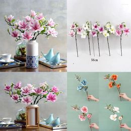 Decorative Flowers Three Head Simulated Magnolia Flower Wedding Floral Art Table Vase Arrangement Home Decoration