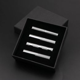 Clips 4pcs Men's Metal Tie Clip With Box Bright Chrome Stainless Steel Jewellery Necktie Clips Pin Clasp Clamp Wedding Creative Gifts