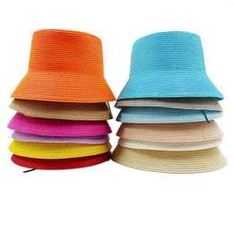 Wide Brim Hats Gorras Para Hombres Orange Hat Women's Sun Folding Beach Big Travel Sunscreen Hepburn Wind