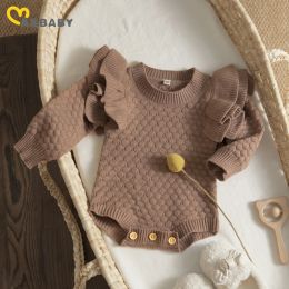 One-Pieces Ma&Baby 024Months Newborn Infant Baby Girl Romper Knit Ruffle Warm Long Sleeve Jumpsuit Toddler Fall Spring Clothing