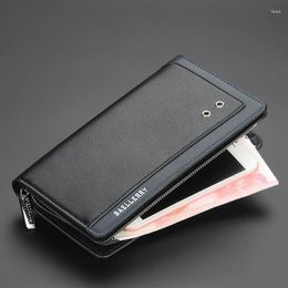 Wallets Men Wallet PU Leather Business Handbag Multi Slot Card Holder Purse Long Zipper Male Clutch Bag