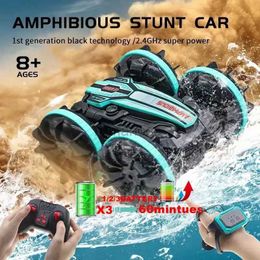 Electric/RC Car Amphibious RC Car Remote Control Stunt Car Vehicle Double-sided Flip Driving Drift Rc Cars Outdoor Toys for Boys Childrens Gift 240424