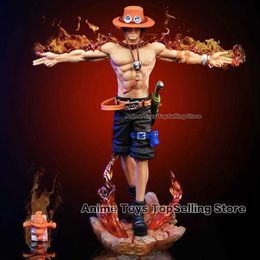 Action Toy Figures 28cm Anime One Piece Figure Classic styling Ace Figure Can emit light PVC Collectible Statue Model Toys Gifts T240422