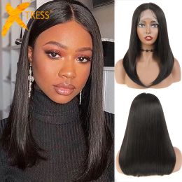 Wigs Straight Synthetic Lace Front Wigs Hairstyle With Baby Hair XTRESS Darker Brown Daily Wear Wig For Black Women Heat Resistant