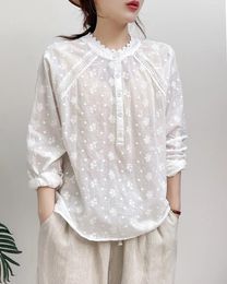 Women's Blouses Elegant For Women Bohemian Embroidery Hollow Out Cotton Shirts And 2024 Youthful Woman Clothes Boho Top Female