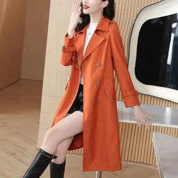 Women's Trench Coats Spring Autumn Coat 2024 Female Fashion Versatile Windbreaker Elegant Ladies Mid Length Outerwear