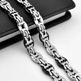 Necklaces SUNNERLEES 316L Stainless Steel Necklace 10mm Geometric Byzantine Link Chain Black Gold Silver Color Men Women Jewelry Gift SC72