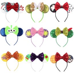 Decoration 10Pcs Wholesale Popular Sequins Mouse Ears Headband Glitter Hair Bow Girls Women Party Hairband Kids Festival Hair Accessories