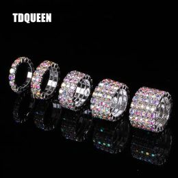 Bands 15 Rows Crystal Rhinestone Rings Silver Plated Bridal Wedding Iridescent AB Crystal Stone Elastic Stretch Rings for Women