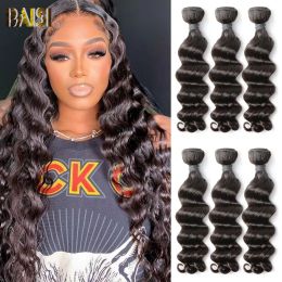 Wigs BAISI Hair 10A Brazilian Hair Weave Natural Wave Human Remy Hair 3 Bundles 100% Human Hair