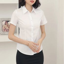 Korean Women-s Shirts Fashion Office Ladies Stretch Pink OL A2