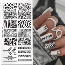 Art Tiger Zebra Leopard Print Nail Stamping Plates Animal Image Printing Stencil Nail Stamp Templates Nail Art Tool Nails Decoration