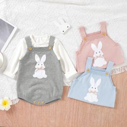 One-Pieces Baby Bodysuits Clothes Spring Autumn Rabbit Knitted Newborn Boys Girls Easter Onesie Clothes 018m Cotton Knitted Infant Outfits