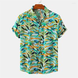 Men's Casual Shirts Retro Floral Texture Plants 3d Print Hawaiian Shirt For Men Summer Short Sleeves Beach Street Lapel Blouse Tops Male