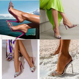 Crystal Sexy High Heel Women Sandals Point Toe Slingback Party Scarpe eleganti Tranparent Pvc Rhinestone Banquet Wedding Pumps