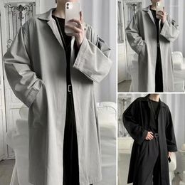 Men's Trench Coats Men Polyester Coat Stylish Lapel For Breathable Wrinkle-resistant Trendy Spring Autumn Outerwear Waist