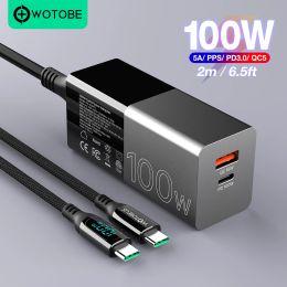 Chargers WOTOBE PD 100W GaN USB C Charger Power Adapter,2Port 100W PPS 45W QC5 AFC for Laptops MacBook iPad iPhone 14 Galaxy S22 mi 12