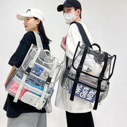 Backpack Transparent PVC Laptop Clear Waterproof Casual Book Bags Large Capacity Simple Portable See Through Stadium Approved