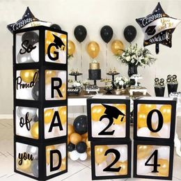 Party Decoration Graduation Decorations Class Of 2024 Black Balloon Box With Lettering Proud You