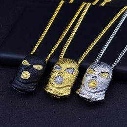 Hip Hop CSGO Pendant Necklace Mens Punk Style 18K Alloy Gold Silver Plated Mask Head Charm Pendant High Quality Cuban Chain3048