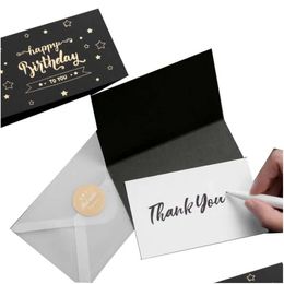 Skriv enstaka sidkort Bronzing Black Hälsning Tack Kort Bröllop Födelsedagsfest Inbjudningar Flower Shop Gift Drop Delive DHQ2R
