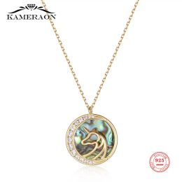 Necklaces 925 Sterling Silver Fashion Unicorn Round Pendant Necklace for Women Luxury Gold Colour Crystal Necklace Women Wedding Jewellery