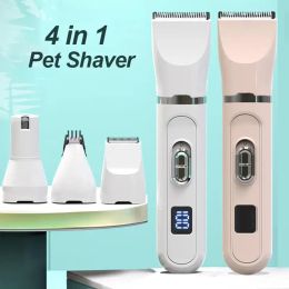 Shavers 4In1 Dog Clippers Low Noise Paw Trimmer Rechargeable Pet Grooming Kit Multifunctional Pet Nail Grinder Dog Shaver