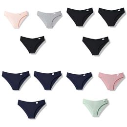 Cotton Julexy Sexy Panties for Women Underpants Briefs Underwear Plus Size Pantys Lingerie 3pcs/set 8 Solid Colour 220311