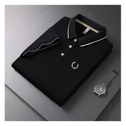 Men's Polos Summer Short Sleeved Polo Shirt Casual Ribbed Breathable High-Quality Top Loose Fitting Work Clothes