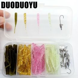 Accessories DUODUOYU 140PCS+1BOX/LOT AJING Soft Lure Rockfish Fishing Hooks0.36g/1.4g Hook Swimbaits Jig Lure Wobber Worm Bait