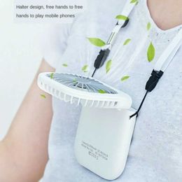 Other Appliances Hanging neck fan mini portable foldable USB small fan silent power bank portable handheld desktop multifunctional charging fan J240423