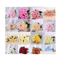 Wreaths Decorative Simation Rose Flowers 9/10/12/18 Heads Artificial Roses for Valentine Day Wedding Home Centrepieces Drop Delive Dhdkg s