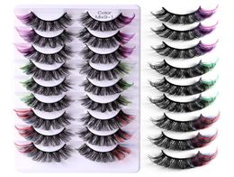 Reusable Handmade Colour Eyelashes Curly Crisscross Multilayer Thick 3D Fake Lashes Colordul Naturally Soft Delicate Full Strip L3056664