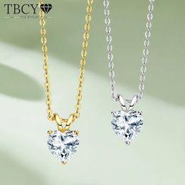 Necklaces TBCYD 1CT D Colour Heart Cut Moissanite Necklace Pendant For Women S925 Silver Sparkling Lab Diamond Neck Chain Romantic Jewellery