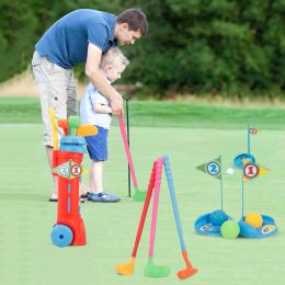 Clubs Children Golf Club Ball Green Hole Cup Group Colour Cognition Golf Exercise Game Lightweight with Wheels Outdoor Sports Equipment