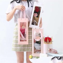 Wrap Window Gift Flower Pvc Box Packaging Portable Boxes Transparent Bouquet Bag Lx4221 Drop Delivery Home Garden Festive Party Supp Dhshr es