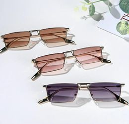 Sunglasses HongKong Style Rectangle Shape Alloy Frame Sun Glasses Designer Driving Hiking Men Women Sunglass