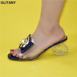 Latest Blue Color Shoes for Women Sandals 2024 Fashion Women Clear Rhinestone Heels High Heels Sexy Ladies Dress Shoes 240423