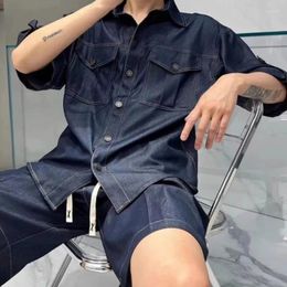 Men's Tracksuits Summer Fashion Man's Short Sleeve Denim Shirt Shorts Loose Casual Suit Sets