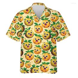 Men's Casual Shirts 3d Printed Pineapple Watermelon Hawaiian Shirt Men Tropical Fruit Pattern Summer Aloha Button Down Short Sleeve Blouse