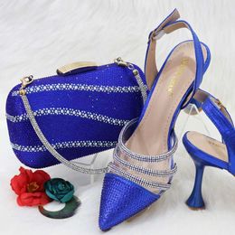 Sandals Fashionable New Design CR381 Italian Ladies Shoes and Bag to Match Classics Style Decorate with Rhinestone for Wedding PartyL2404