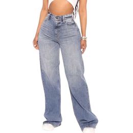 Jeans femininos Women Street Hip Hop Jeans lisados Novo moda Vintage Solid Color High Caists calças de jeans feminino Casual Lares largas calças 240423