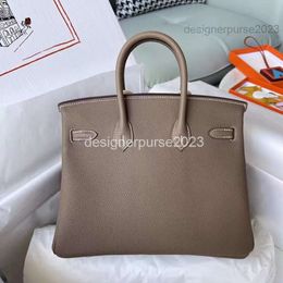 Bags New Bag Women 2024 Classic Birkkins Designer Genuine Leather Top Layer Togo Cow Leather Litchi Pattern Large Capacity Womens One Shoulder Handbag 48Y7