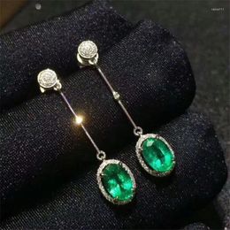 Stud Earrings Columbia Nature Emerald Gemstone Real 925 Silver Fashion Fine Charm Jewelry For Women