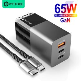 Chargers 65W GaN USB C Wall Charger Power Adapter,3 Port PD 65W PPS QC4 45W SCP for Laptops MacBook iPhone 13 Samsung S22 MIBook dell hp